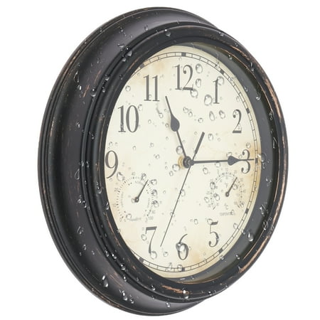 Ikoopy Outdoor Garden Wall Clock with Thermometer and Hygrometer Waterproof Vintage Wall Clock photo Ikoopy Outdoor Garden Wall Clock with Thermometer and Hygrometer Waterproof Vintage Wall Clock photo