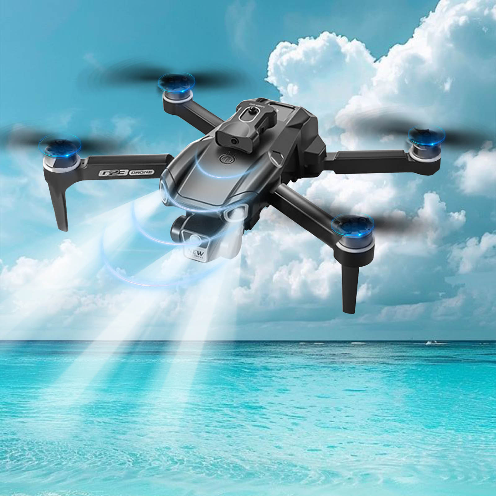 Fjnjuu Drone for Beginner Christmas Gifts Remote - Controlled Drone with Brushless Motors 4.3 - Inch Detachable Screen for Aerial Photography - 8K Lens 5x Intelligent Obstacle Avoidance