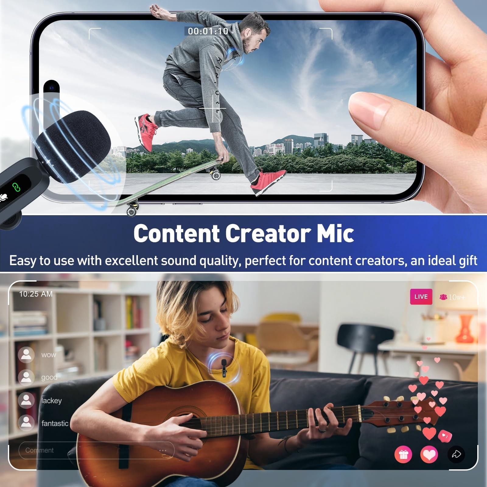 LYTiang Ultra Portable Clip On Lavalier Mic For Outdoor Live Streaming Wireless Connectivity Crisp Sound For Mobile Phones Enhance Your Bad Cat Instruments 8 Track Mixer Recorder Go Pro 6 Microphone
