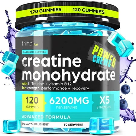 Thinbi Creatine Monohydrate Gummies Complex 6200mg for Men & Women (120 Gummies)