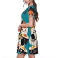 thumbnail image 2 of Fotbe I Love Sushi Vestido Largo de Moda para Mujer, Vestido Tipo Camiseta con Manga Corta y Estilo Casual a Rayas y Bloques de Color, 2 of 6