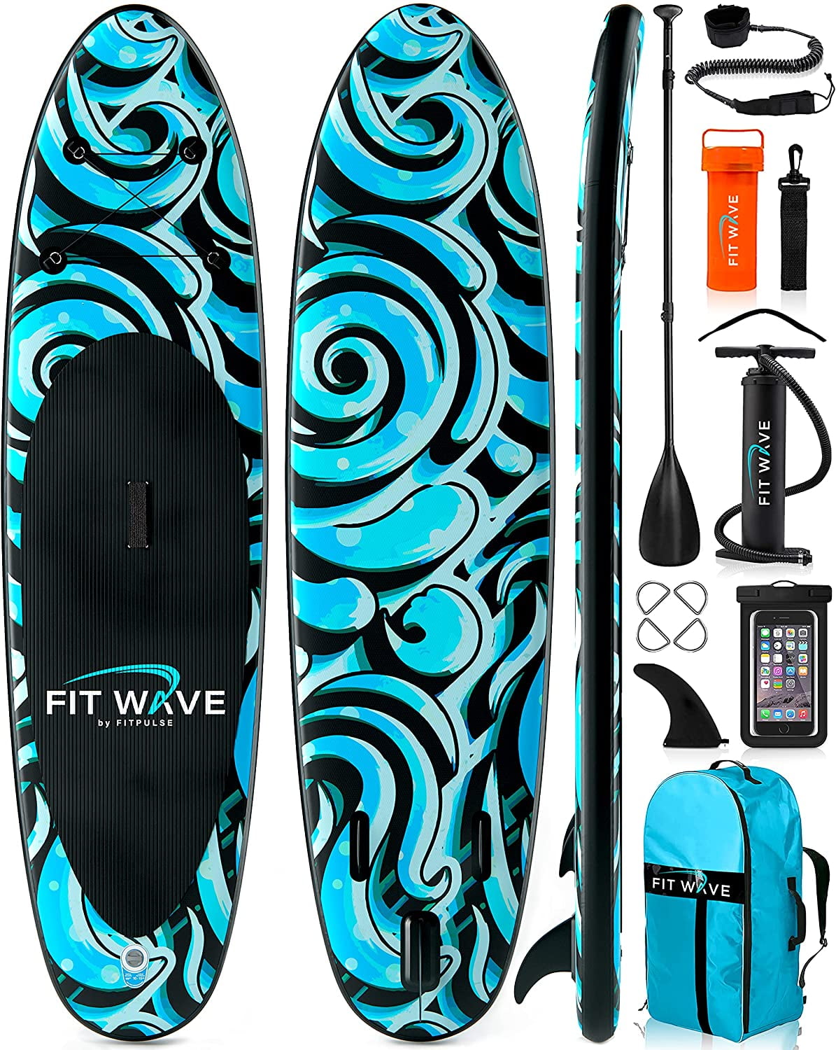 Fitpulse FITWAVE Inflatable Stand Up Paddle Board for Adults - Durable Lightweight SUP - 10 Ft. UV Design