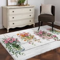 thumbnail image 3 of Pink Spring Floral Area Rugs 3'x5', Washable Small Throw Rugs for Living Room Bedroom, Wooden Elegant Farmhouse Botanical Indoor Outdoor Rug Non-Slip Low Pile Carpet Runner Reversible Floor Mats, 3 of 8