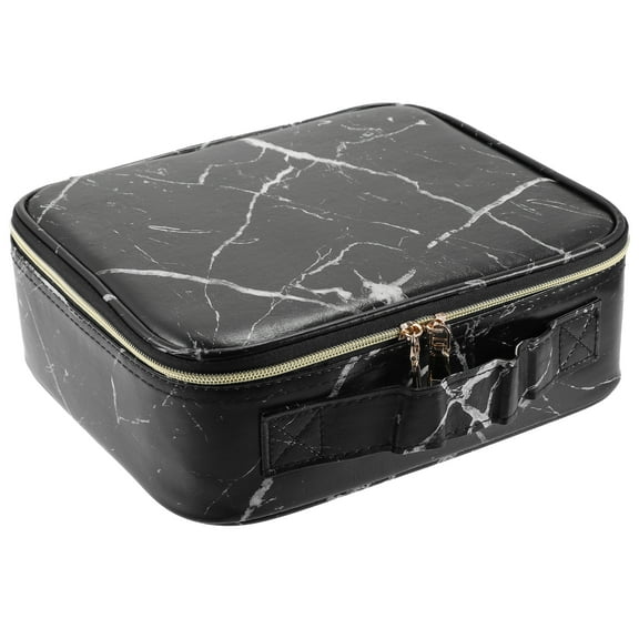 Makeup Bag Organizer for Cosmetics Makeup Brushes Toiletry Oxford Cloth Faux Leather Black