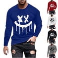 thumbnail image 5 of WREESH Halloween Long Sleeve Tops Fashionable Men's Printed Top with Long Sleeved Round Neck and Smiling Face Printed Top/Shirtx Black, 5 of 5