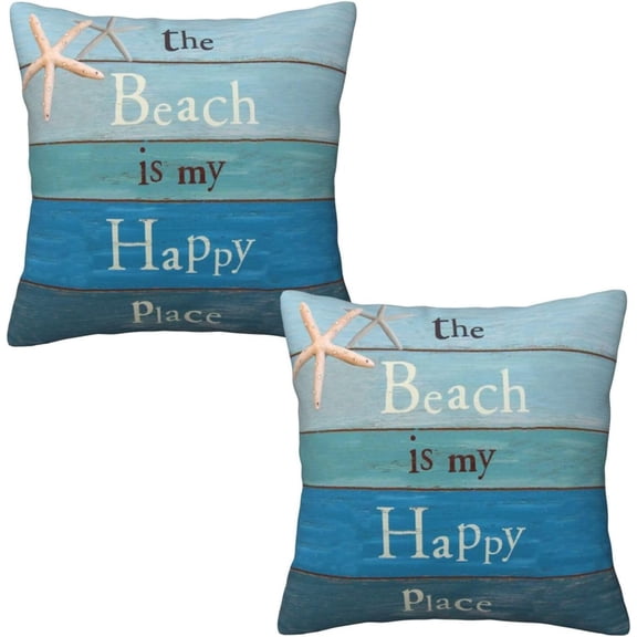 Nautical Coastal Beach Throw Pillow Covers 18x18 Set of 2,Teal Green Turquoise Pillow Covers Outdoor Decorative Pillow Case for Couch Bed Sofa Cushion Home Decor