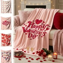 Valentines Heart Blanket 39.37x51.18 inch Flannel Pink Love Hearts Throw Blanket Cozy Warm Blankets Soft Lightweight Cozy Love Gift for Wife Women All Seasons Couch Sofa Bed Decor
