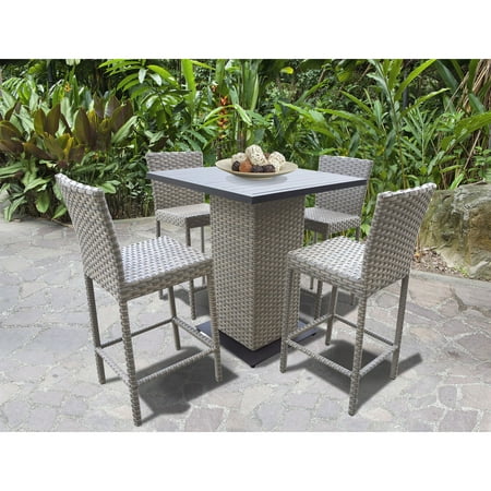 Oasis 5 Piece - TK Classics Oasis Wicker 5 Piece Outdoor Pub Table Set