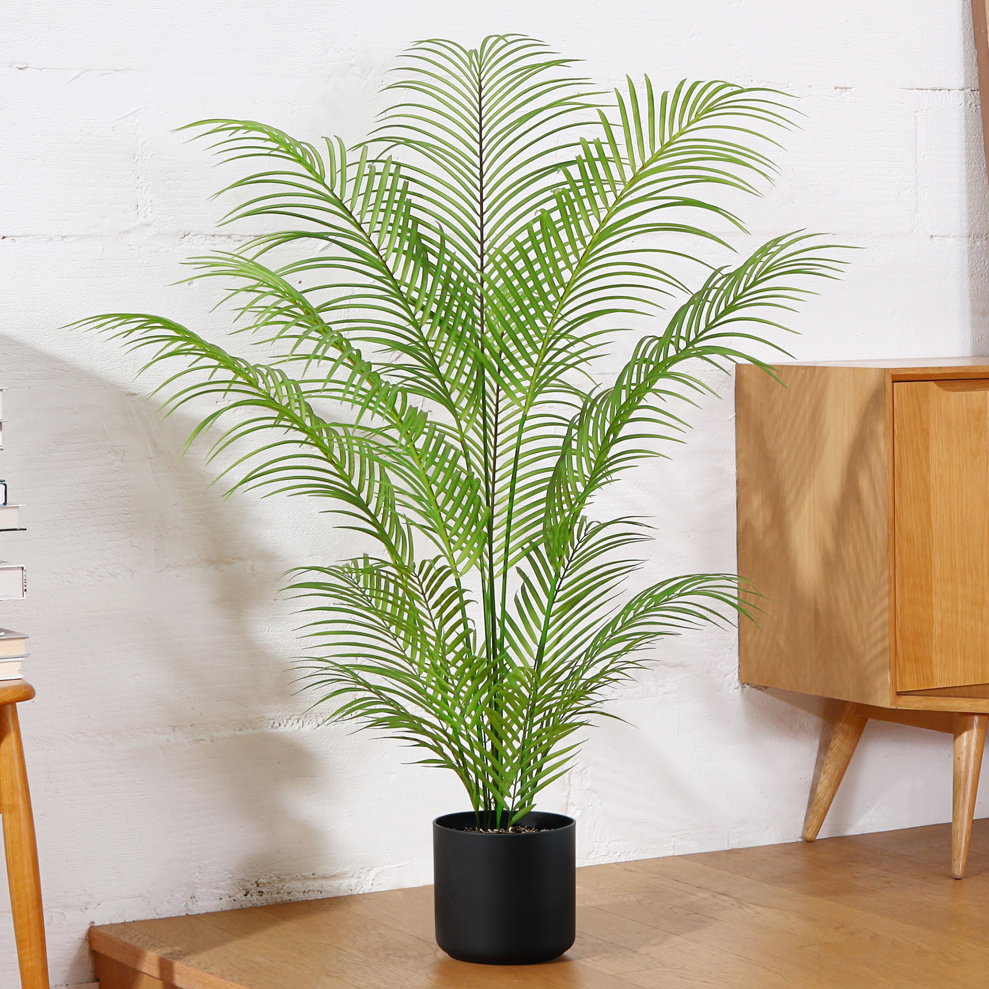 4 FT Artificial Areca Palm Tree in Pot Tall Faux Tropical Palm Plants for Home Office Decor