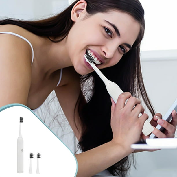 Cepillo de dientes eléctrico con temporizador inteligente - 38.000 VPM, IPX7 impermeable, bajo ruido - incluye 3 cabezales de cepillo y batería - blanca, verde, rosa