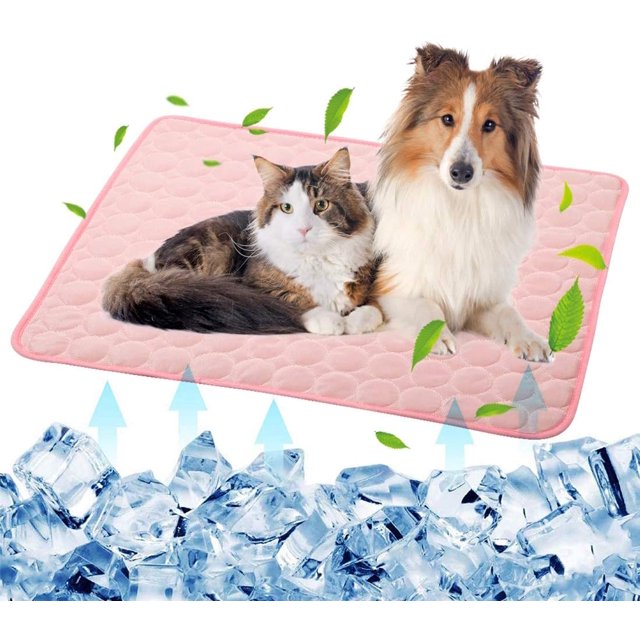 Dog Self Cooling Mat Pet Washable Summer Cooling Pads Cooling Blanket Hot Weather Sleeping Kennel Mat,Ice Silk Sleep Mat Pad Non-Toxic Breathable Sleep Bed Beach for Large Dogs Cats (Pink) XS