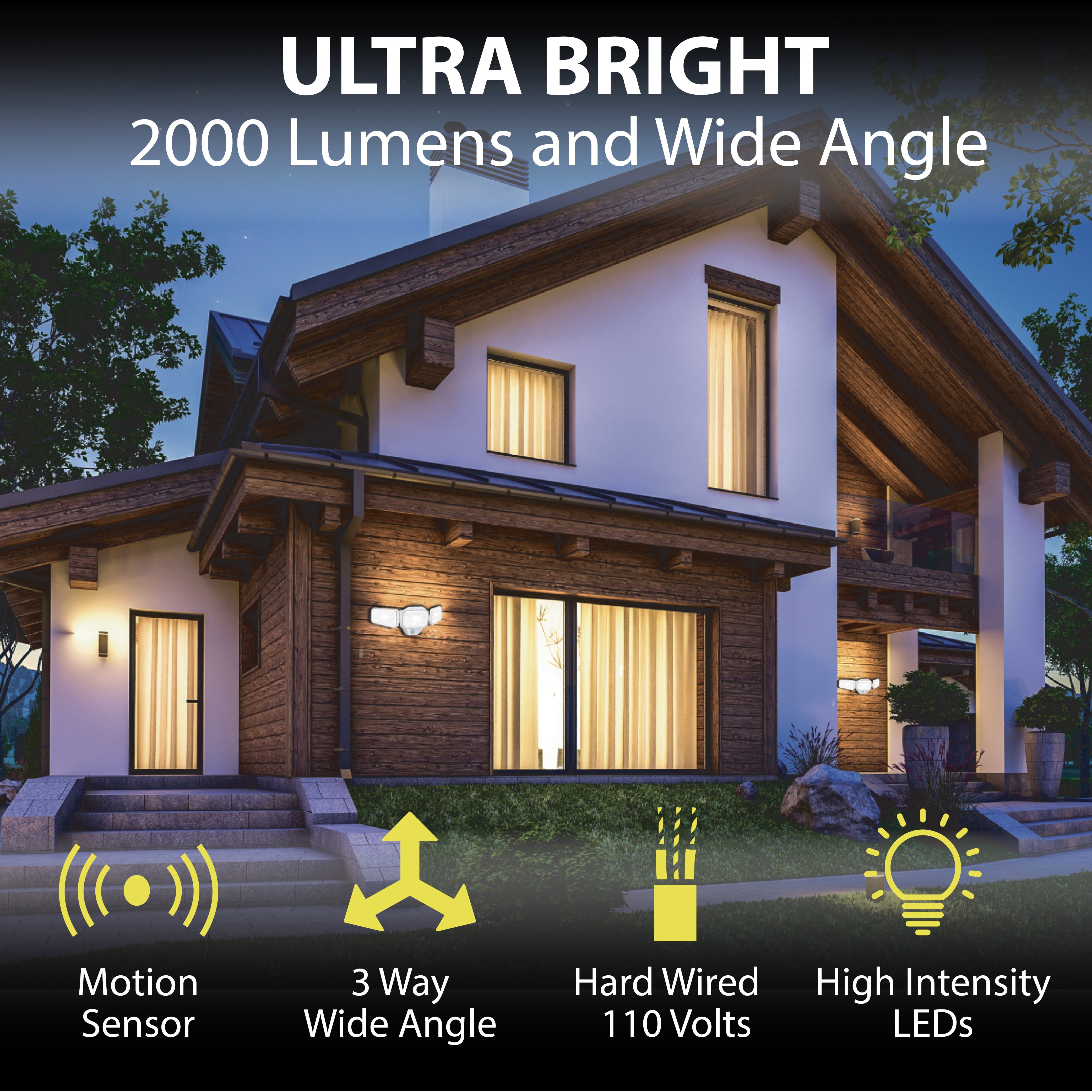 Bell and Howell Bionic Floodlight Hardwired Bright Floodlight with Motion Sensor 2pc