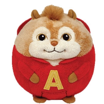 Ty Beanie Ballz - ALVIN the Chipmunk Stuffed Animal Plush Ball Red Outfit (NO TY HANG TAG)(BONUS 1 FUN CHOPS & 1 RANDOM TY ERASER)