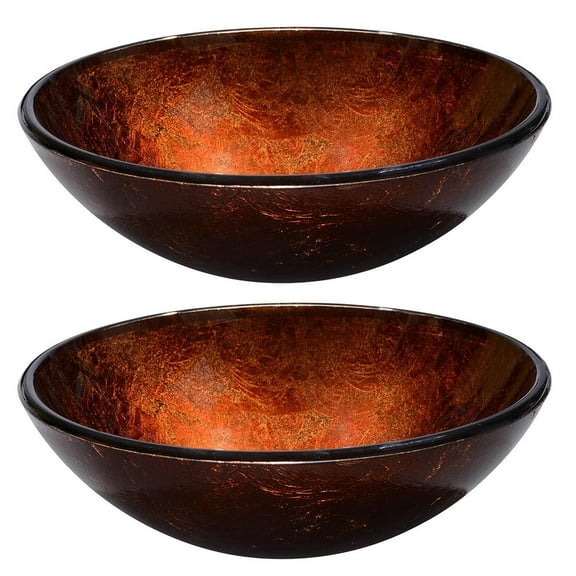 Aquaterior 2 Pack Round Tempered Glass Above Counter Vessel Bowl Vanity Sink