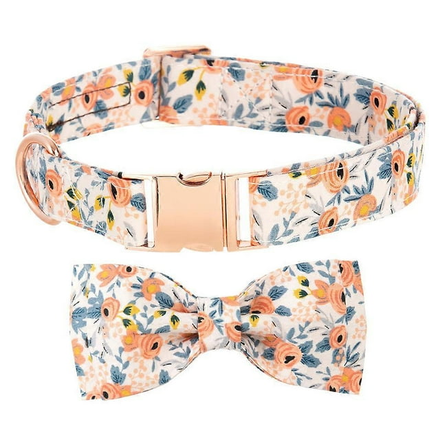 Adjustable Dog Collar Bowtie For Daily Wear And Parties In Orange With Removable Bow 1 Set