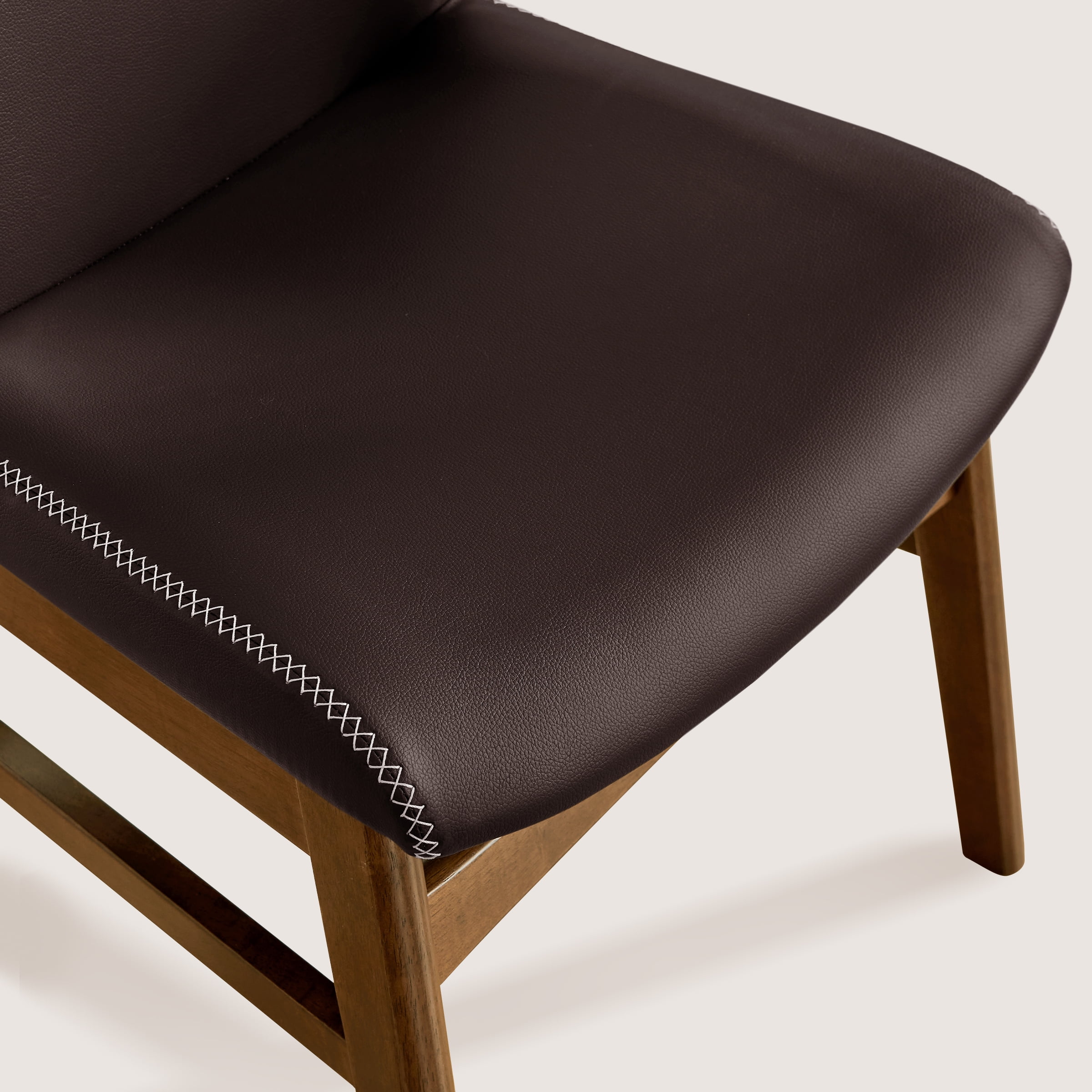 CHUN YI Modern Farmhouse Faux Leather Dining Chairs, Upholstered Kitchen Chairs, Set of 2, Brown