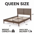 thumbnail image 5 of Queen Size Mid-Century Wood Platform Bed Frame with Slatted Headboard, No Box Spring Needed, Walnut, 5 of 9