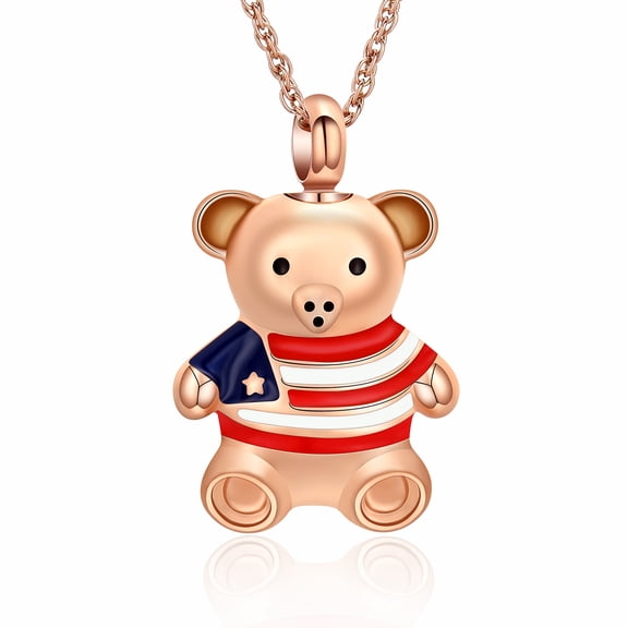 Little Bear Urn Pendant Memory Necklace for Cremation Ashes Holder Memorial Jewelry for Women Men