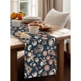 thumbnail image 3 of Retro Ocean Starfish Conch Shell on Blue Table Runner 13x72in Non-Slip Cotton Linen Table Runners, Summer Creature Dresser Scarves TableRunner for Dinner Kitchen Dining Wedding Party, 3 of 9
