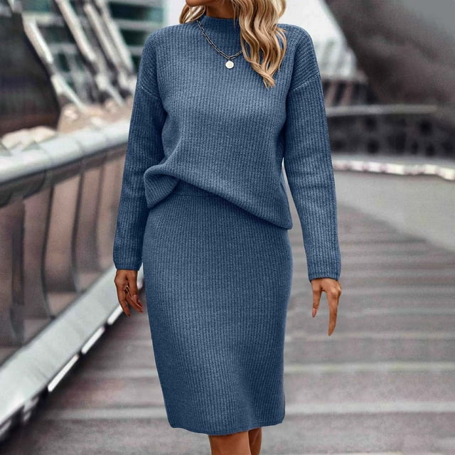 EQWLJWE Chandails à Col Roulé 2023 pour Femmes, Décontractés, à Manches Longues, Robe Chandail Tricotée d'Hiver