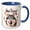 Blue/White, variant on 3drose, Thanksgiving Malamute Dog Loves Thanksgiving Turkey, 11oz Mug