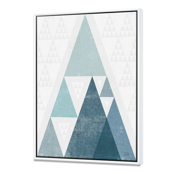 Designart ' minimal Triangles III Blue ' MidCentury Modern Framed Canvas
