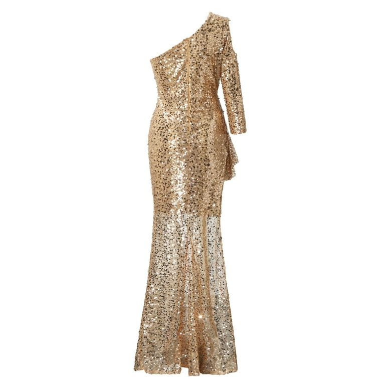 Sexy Party Slit Sequined Irregular One Shoulder Wrapped Skirt Dresses(3 Colors) Sexy Party Slit Sequined Irregular One Shoulder Wrapped Skirt Dresses(3 Colors)