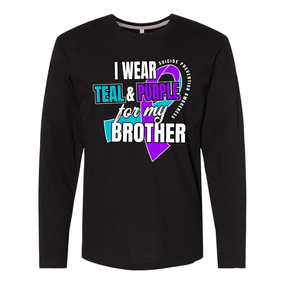 Inktastic Suicide Prevention I Wear Teal and Purple for My Brother Long Sleeve T-Shirt