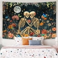 thumbnail image 4 of Floral Skeleton Lovers Tapestry Plant Flower Aesthetic Skull Gothic Tapestry for Bedroom Lovers Tapestry Wall Hanging for Dorm Living Room, 4 of 7