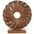thumbnail image 6 of 16" x 17" Brown Teak Wood Handmade Dimensional Circular Sun Sculpture with Center Cutout, by DecMode, 6 of 9