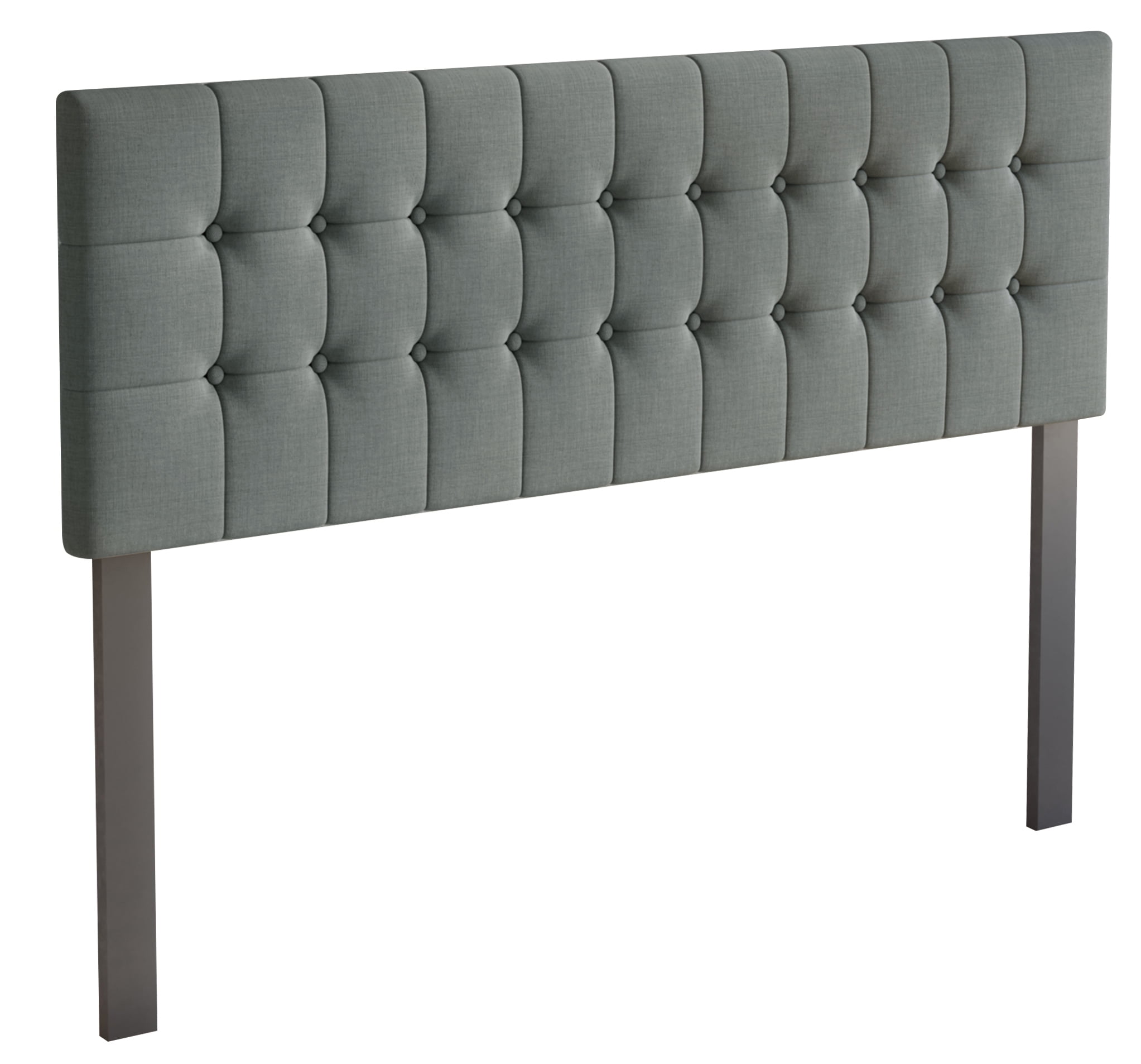 Castle Place Upholstered Button Tufted Linen Headboard, Light Grey, Full