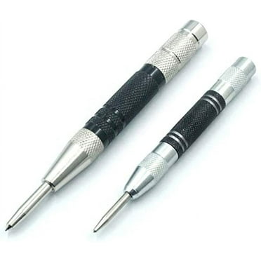 Center Punch - Automatic Super Strong Adjustable Impact, Center Hole Punch Tool, Marker Scriber Spring Loaded Center Hole Punch for Metal or Wood (2 Pcs - 6" and 5")