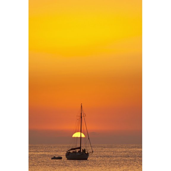 Posterazzi Spain People watching sunset from yacht moored off Benirras beach Ibiza Canvas Art - Ian Cumming Design Pics (24 x 38)