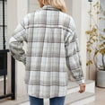 thumbnail image 5 of larppty Women's Casual Cotton Plaid Shirts Long Sleeve Button-Down Flannel Overshirt Jacket (White, XL), 5 of 5