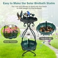 thumbnail image 5 of Pefilos 31" Outdoor Pedestal Garden Bird Bath with Solar Light, Bird Feeder and Flower Planter, Standing Lotus Leaf Bowl Birdbath, Green, 5 of 8