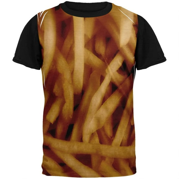 Fast Food Golden French Fries Costume All Over Mens Black Back T Shirt Multi MD