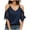 Navy, variant on AOOCHASLIY Tunic Tops for Women Womens Summer V Neck Cold Shoulder T Shirts Cut Out Short Sleeve Solid Color Blouses Shirt
