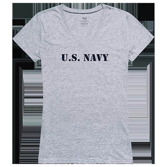 US Navy 2 Graphic V-Neck T-Shirt, Heather Gray - 2XL
