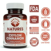 Organic Ceylon Cinnamon - 1200 mg | Balances Blood Sugar Levels | Powerful Antioxidant Promotes Heart Health | Maintains Joint Health and Mobility | Non-GMO | 60 Veg Capsules