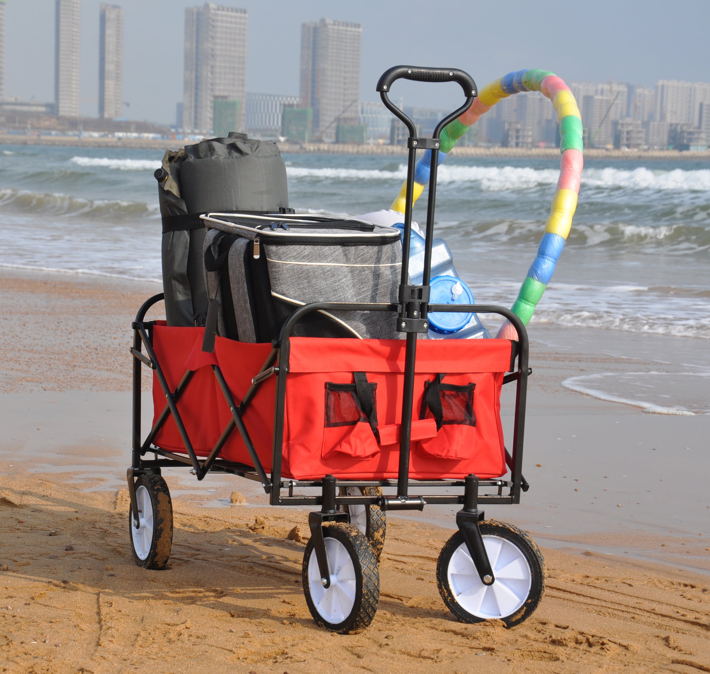 Kumji Heavy Duty Folding Wagon, Shopping Cart, Utility Outdoor Camping