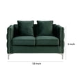 thumbnail image 4 of Zion 53 Inch Accent Loveseat, Nailhead Trim, Button Tufted, Green Velvet- Saltoro Sherpi, 4 of 5