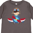 thumbnail image 4 of Inktastic Pilot Boy, Airplane, Plane, Flying, Brown Hair Boys Long Sleeve Toddler T-Shirt, 4 of 5
