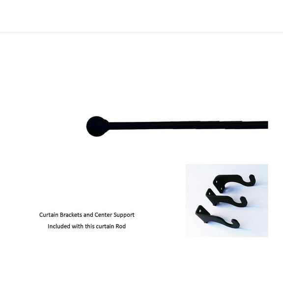 Village Wrought Iron CUR-87-60-S Ball Curtain Rod - MED (Hardware is INCLUDED)