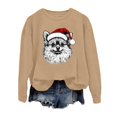 thumbnail image 5 of Tiweut Women's Sweatshirts Christmas Cozy Dogs Graphic Crewneck Pullover Long Sleeve Soft Fleece Loose Fit Holiday Pullover Blouses,B-Khaki,XL, 5 of 5
