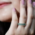 thumbnail image 4 of Rosec Jewels Natural Emerald Half Eternity Band with Diamond - Baguette Emerald Ring - AAA Quality - Ready to Gift for Anniversary, 14K White Gold, US 4.00, 4 of 9