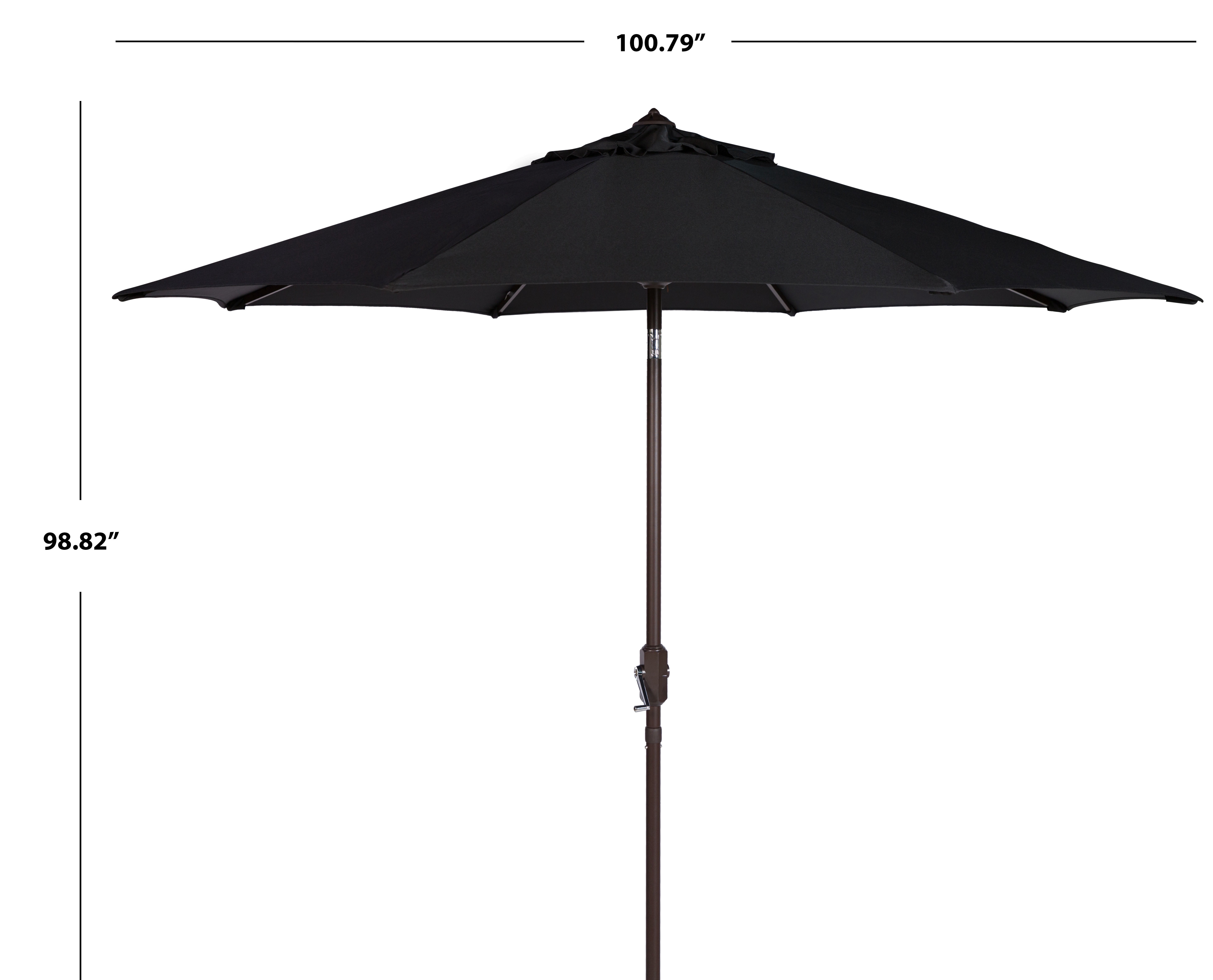 Safavieh Ortega 9' Market Crank Auto Tilt Patio Umbrella, Black