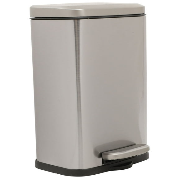 HOOWIFFY Pedal Waste Container Stainless Steel Silver 1Pack