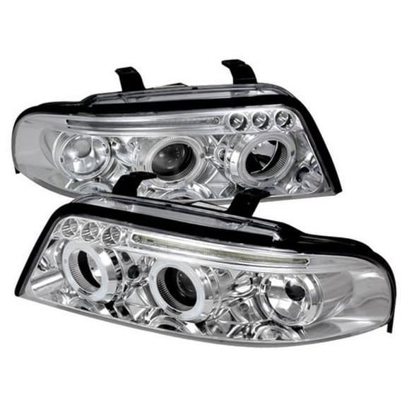 Spec-D Tuning Dual Halo Led Projector Headlights for 1999-2001 Audi A4 Head Light Assembly Left Right Pair