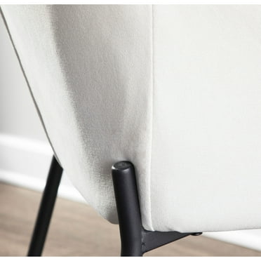 LumiSource Black Metal, Cream Fabric Daniella Dining Chair - Set of 2