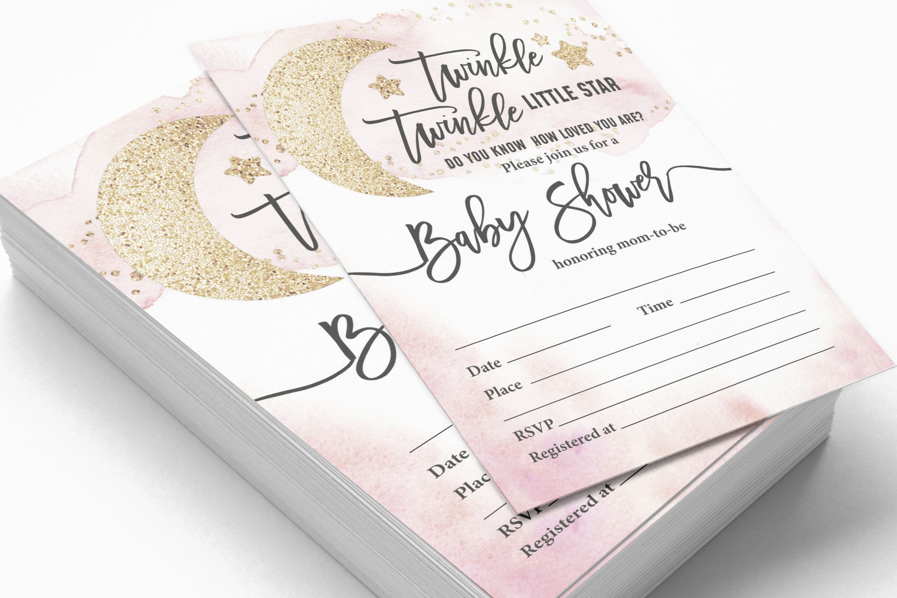 Inkdotpot Set Of 30Gender Reveal Baby Shower Invitations-Diaper Raffle Tickets And Baby Shower Book Request Cards Twinkle Twinkle Little Star Invites Its A Boy Its A Girl